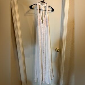 White Dress with Light Pink Embroidered Design